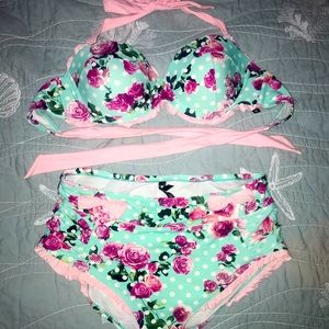 Hot Topic Floral Polka Dot Bikini